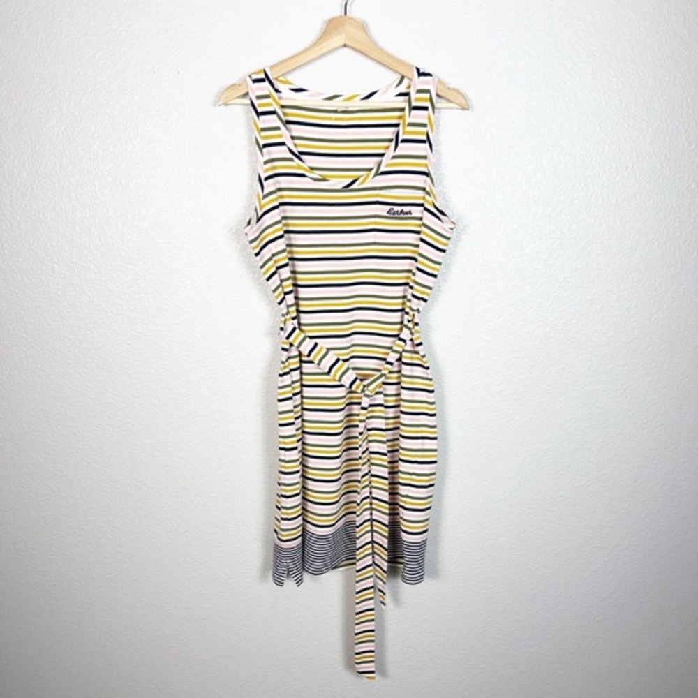 Barbour Size 8 Patterson Striped Tank Dress‎ Navy White Jersey Knit Belted